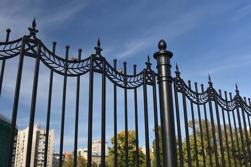 Steel fence around a property