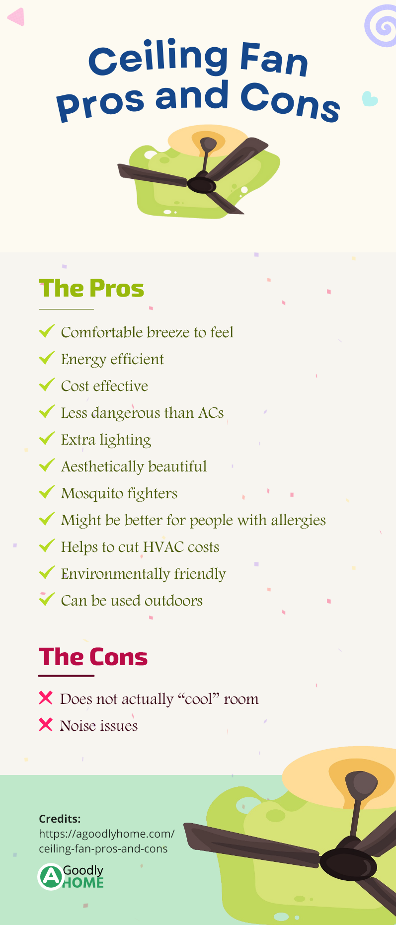 ceiling fan pros and cons – infographic